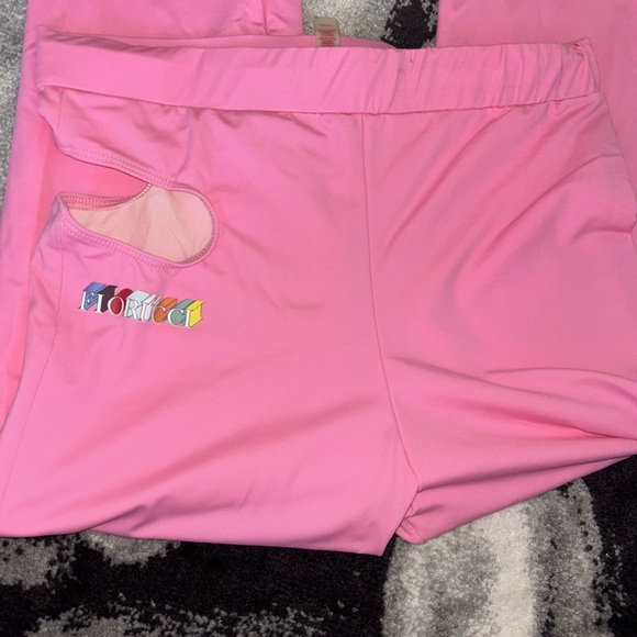 Fiorucci 3-D Pink Logo Leggings Size XL - Picture 2 of 6